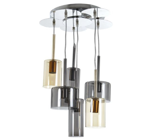 Стъклен полилей, хром, elbulgaria, 6x40w, 1846/6r