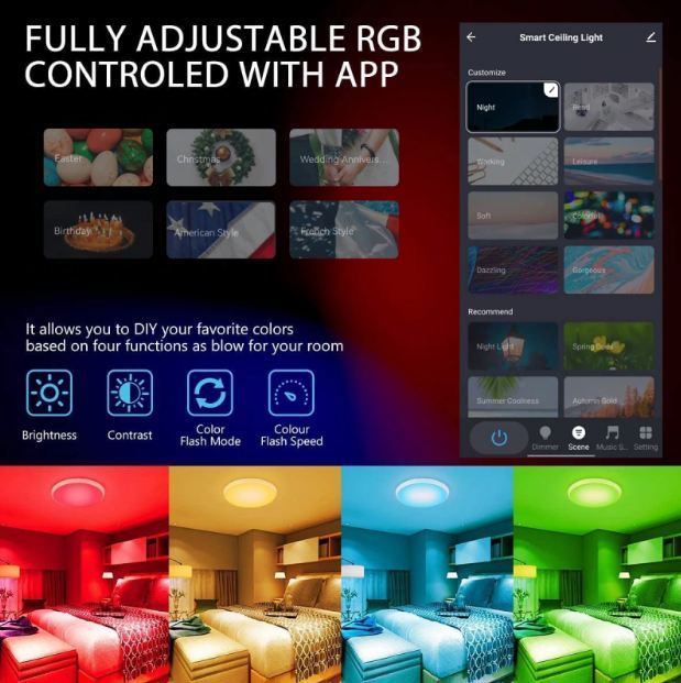 Плафон Smarty, бял, 2700k-4000k-6400k + RGB, led 24w, 2702w/24w