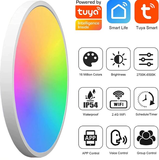 Плафон Smarty, бял, 2700k-4000k-6400k + RGB, led 24w, 2702w/24w