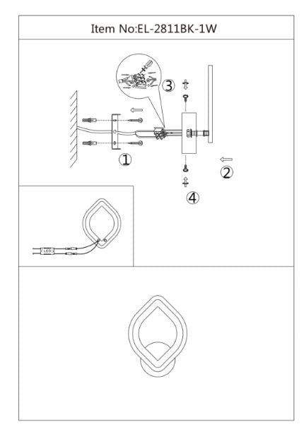 Аплик Teal, черен, led 30w, 3000-6000k 2811BK/1W
