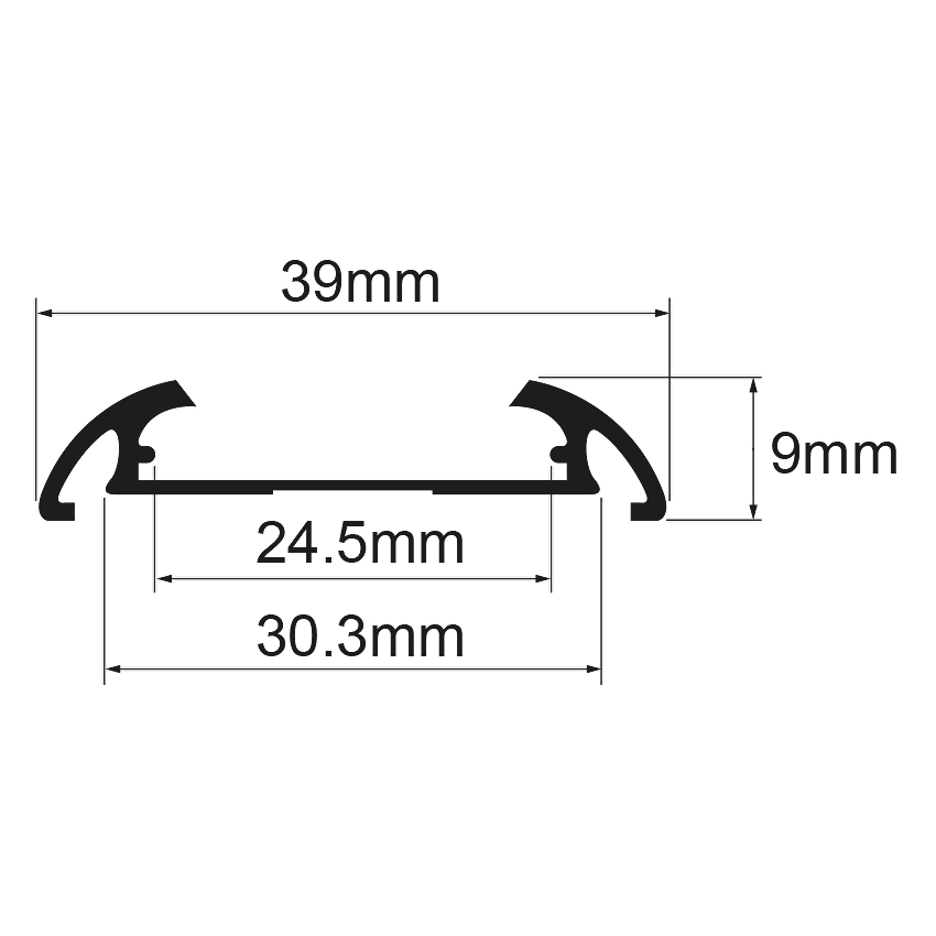 Алуминиев профил за LED лента за открит монтаж, широк, 2м / APN216