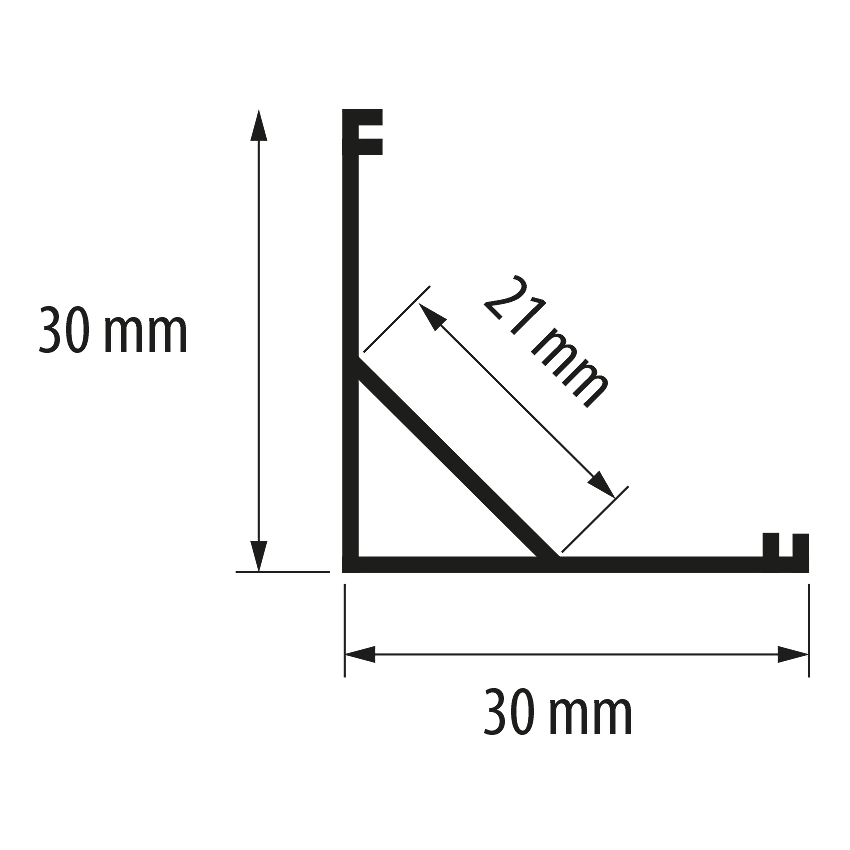Алуминиев профил за LED лента, голям, ъглов, за открит монтаж, 2м / APN208