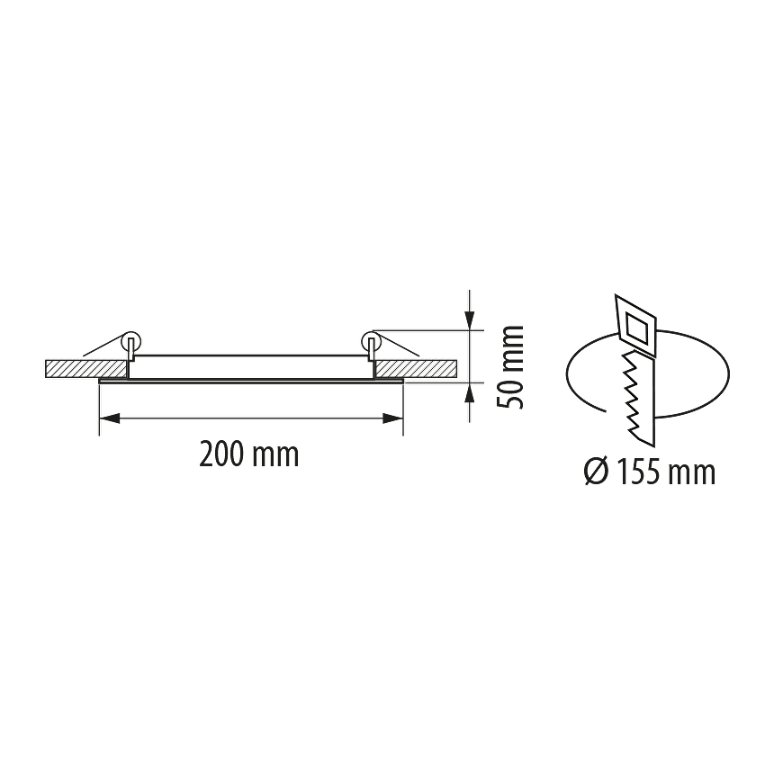 LED стъклен панел за вграждане, кръг, 18W, 4200K, 220-240V AC, IP44 / LPRG1842
