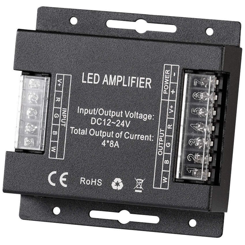 Усилвател за RGBW LED лента, 4x8A, 384W (12V), 12-24V DC / RGBWAMP32A