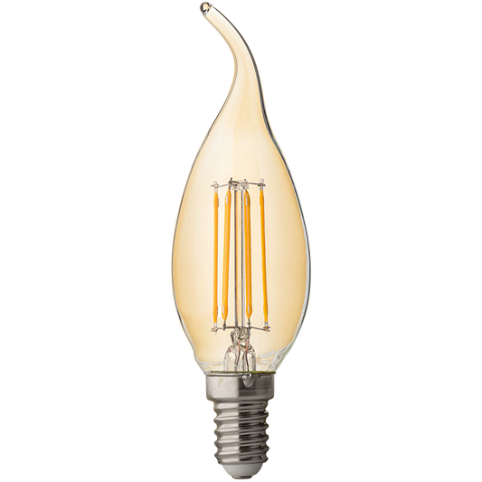 LED filament лампа пламък, димираща, 4W, E14, 2500K, 220-240V AC, амбър/LFF41425D