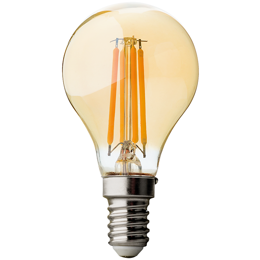 LED filament лампа топка, димираща, 4W, E14, 2500K, 220-240V AC, амбър/LFG41425D