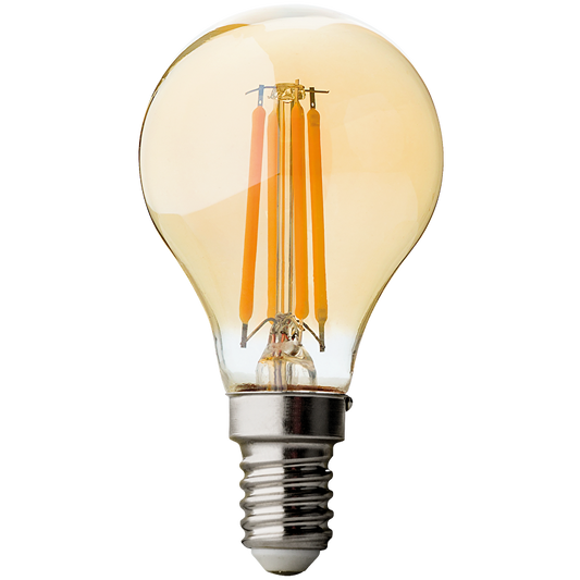 LED filament лампа топка, димираща, 4W, E14, 2500K, 220-240V AC, амбър/LFG41425D