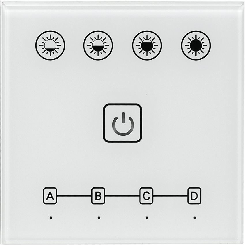 Smart 2.4G RF TOUCH панел за стена за едноцветно осветление, 4 зони / SSW4Z