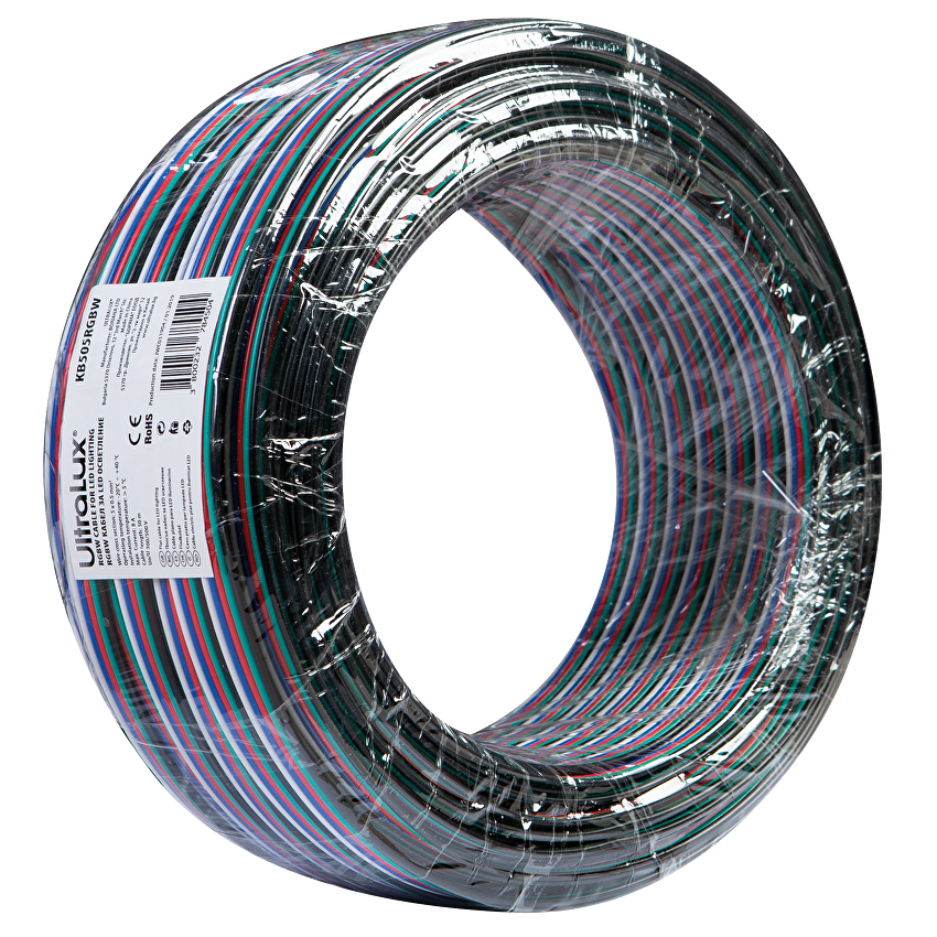 RGBW плосък кабел 5 x 0.5 mm², 50м/ролка / KB505RGBW