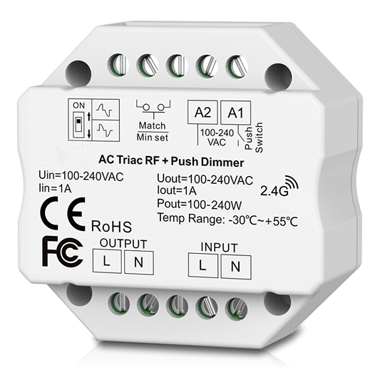 RF TRIAC, PUSH димер за конзола 350VA, 1.5A, 220-240V AC / SDTD