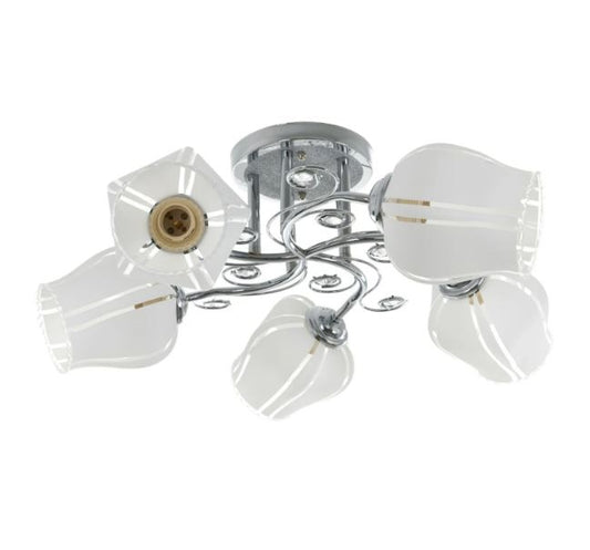 Стъклен полилей, хром, 5x40w, 1962/5 ch