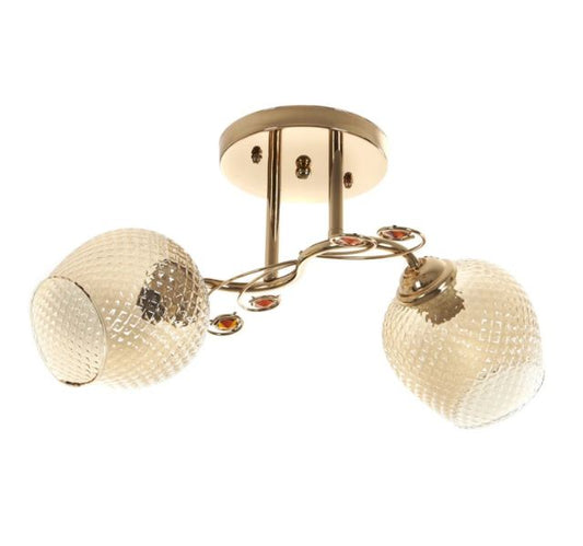 Стъклен полилей, златен, 2x40w, 1971/2