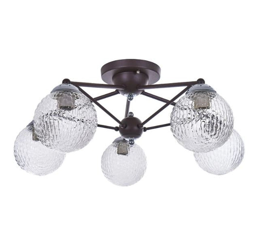 Стъклен полилей, кафяв, 5x40w, 1972/5