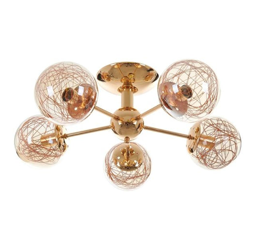 Стъклен полилей, златен, 5x40w, 2012/5 gd