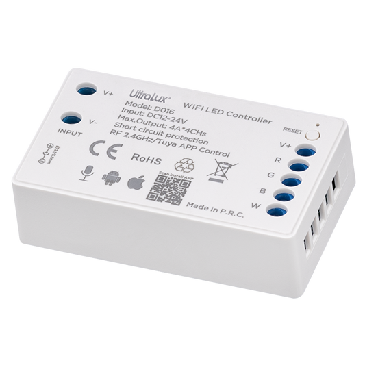Smart 2.4G RF WIFI контролер за RGBW LED лента 16A, 192W (12VDC), 12-24VDC / SSWFRGBW