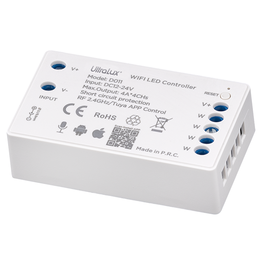 Smart 2.4G RF WIFI димер за едноцветна LED лента 4x4A, 192W (12V), 12-24V DC / SSWFSC