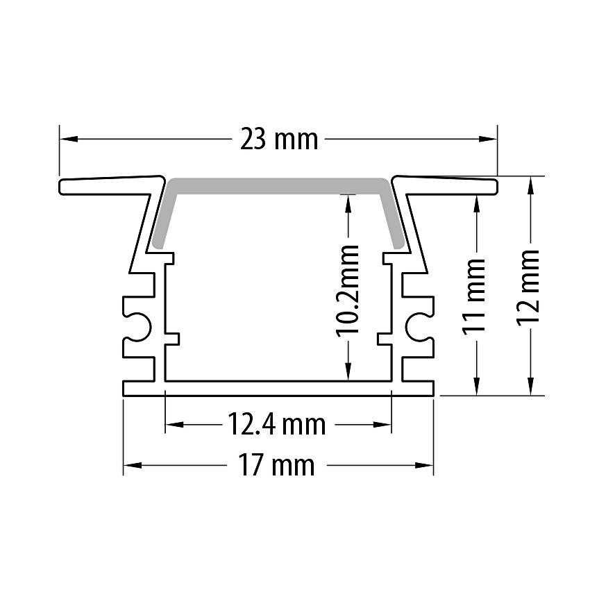 Алуминиев профил за LED лента, за вграждане, дълбок, 2м / APK206