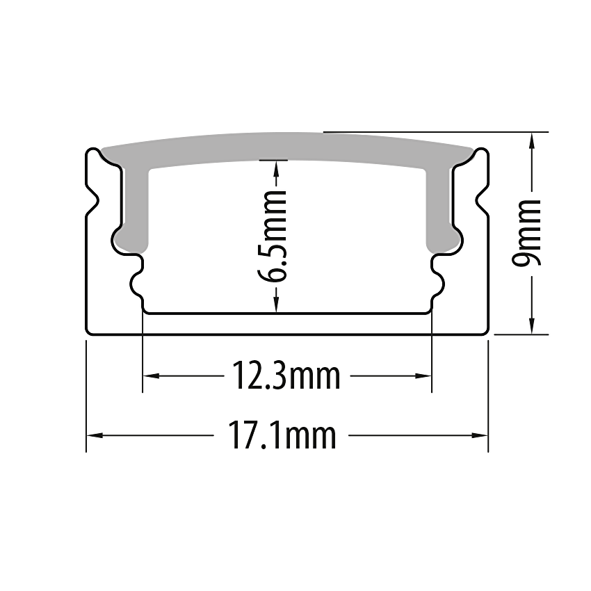 Алуминиев профил за LED лента за открит монтаж, плитък, 2м / APK207