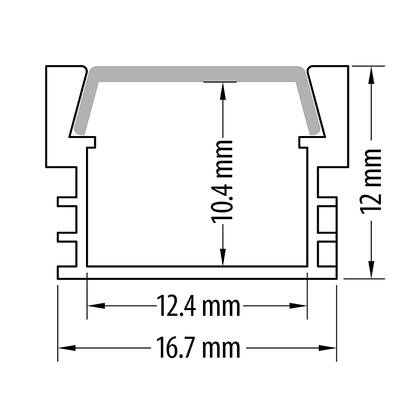 Алуминиев профил за LED лента за открит монтаж, дълбок, 2м / APK218