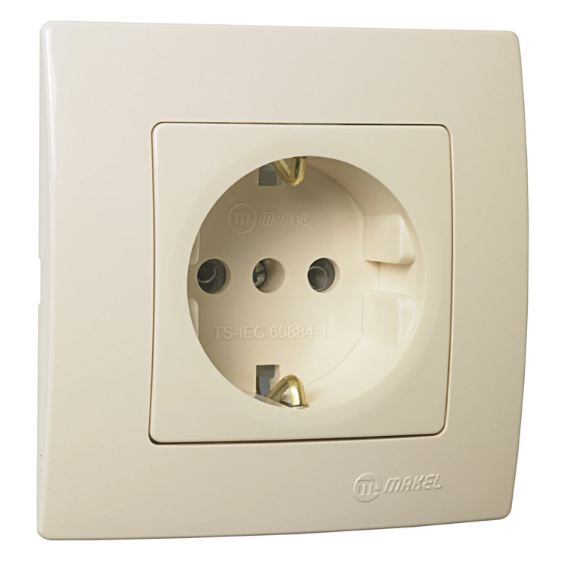 Контакт заземен, бял, makel, lillium natural kare, 32001028