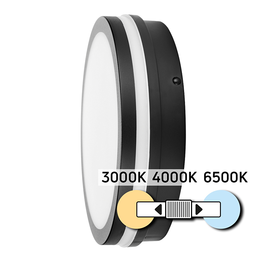 LED влагозащитена плафониера с микровълнов сензор за движение, черна, 18W, 3000K/4000K/6500K, 220V-240V AC, IP54 / LPSB18CCT