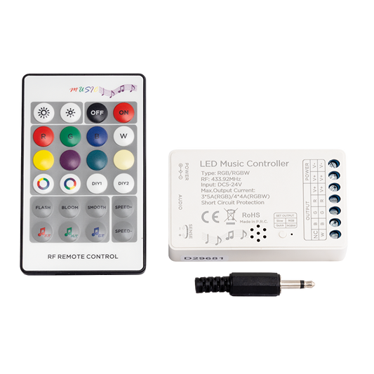 RF Аудио контролер за RGB/RGBW LED осветление 16А, 5-24V DC / RGBWRF15MC