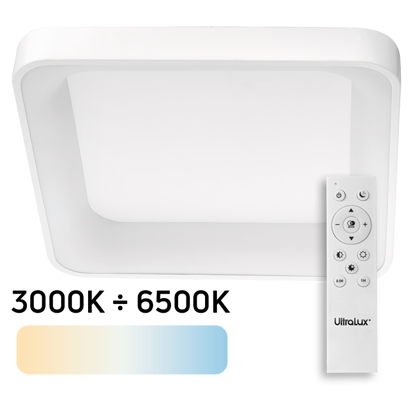 LED димираща CCT плафониера с дистанционно управление, бяла, max. 72W, 3000K-6500К, 220-240V AC, квадрат, IP20. / SPL4B72RC
