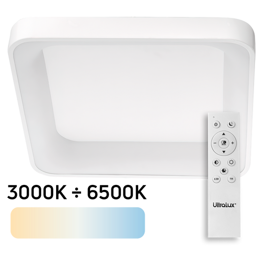 LED димираща CCT плафониера с дистанционно управление, бяла, max. 72W, 3000K-6500К, 220-240V AC, квадрат, IP20. / SPL4B72RC