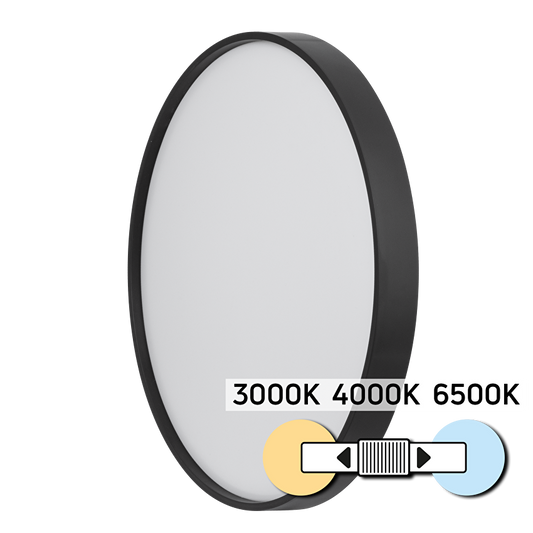 LED CCT плафониера, черна, 12W, 3000K/4000K/6500К, 220-240V AC, кръг, IP20 / SPL1B12CCTB