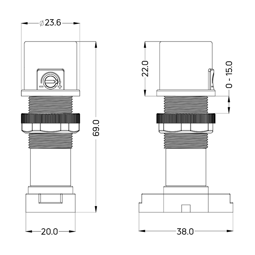 Димиращ мини сензор за осветеност 1-10V DC, 360°, 100 mA / MSO110