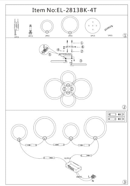 Плафон Levi със смарт управление, черен, led 68w, 3000-6000k, 2813BK/4T