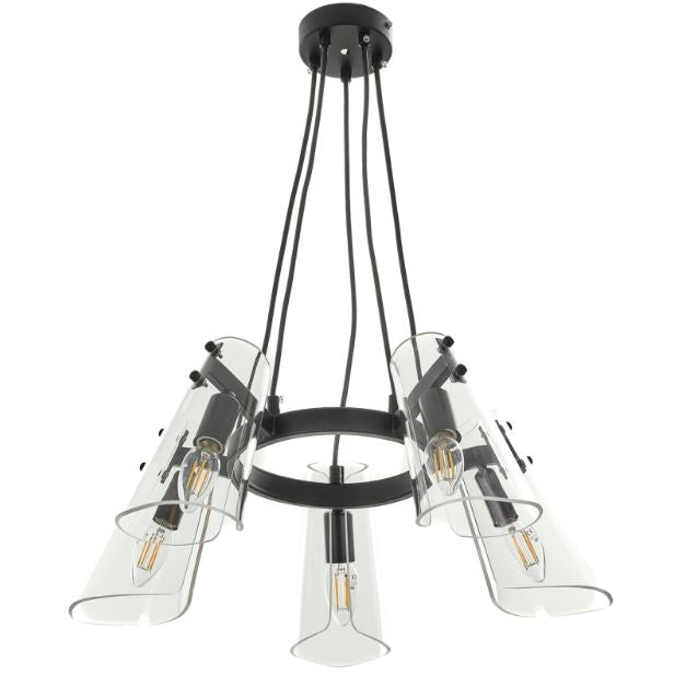 Полилей Nouvelle, черен, 5xE14, 2803R/5 BK