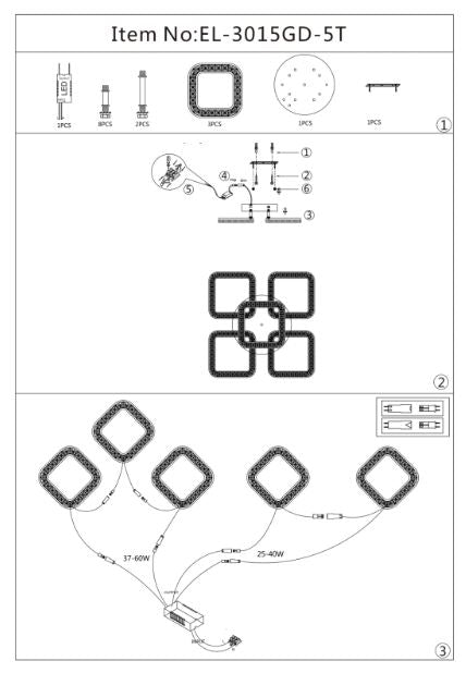 Плафон Estela със смарт управление, златен, led 160w, 3000-6000k, 3015GD/5T