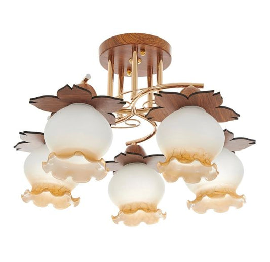 Стъклен полилей, златен, 5x40w, 2006/5 gd