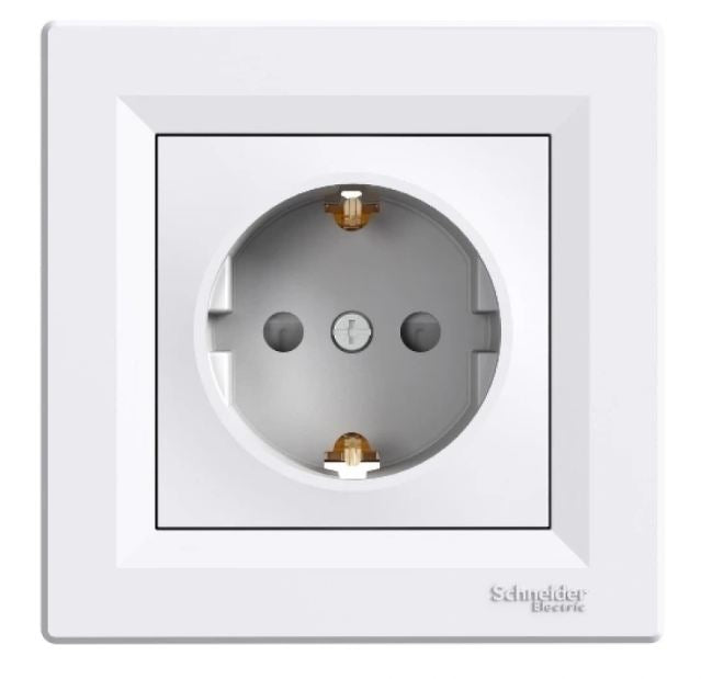 Контакт с детска защита с рамка, Asfora, бял, Schneider, 16a-250v ac, eph2900221