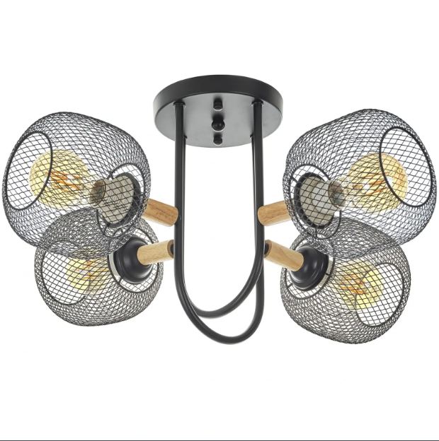 Полилей Mesh, черен, 4xE27, 4120/4 BK