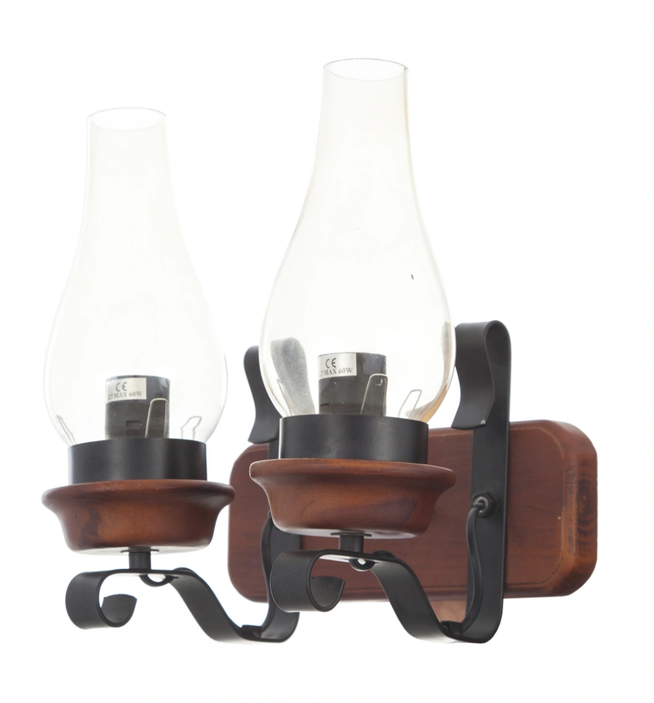 Дървен аплик, кафяв, 2x40w, 665/2w