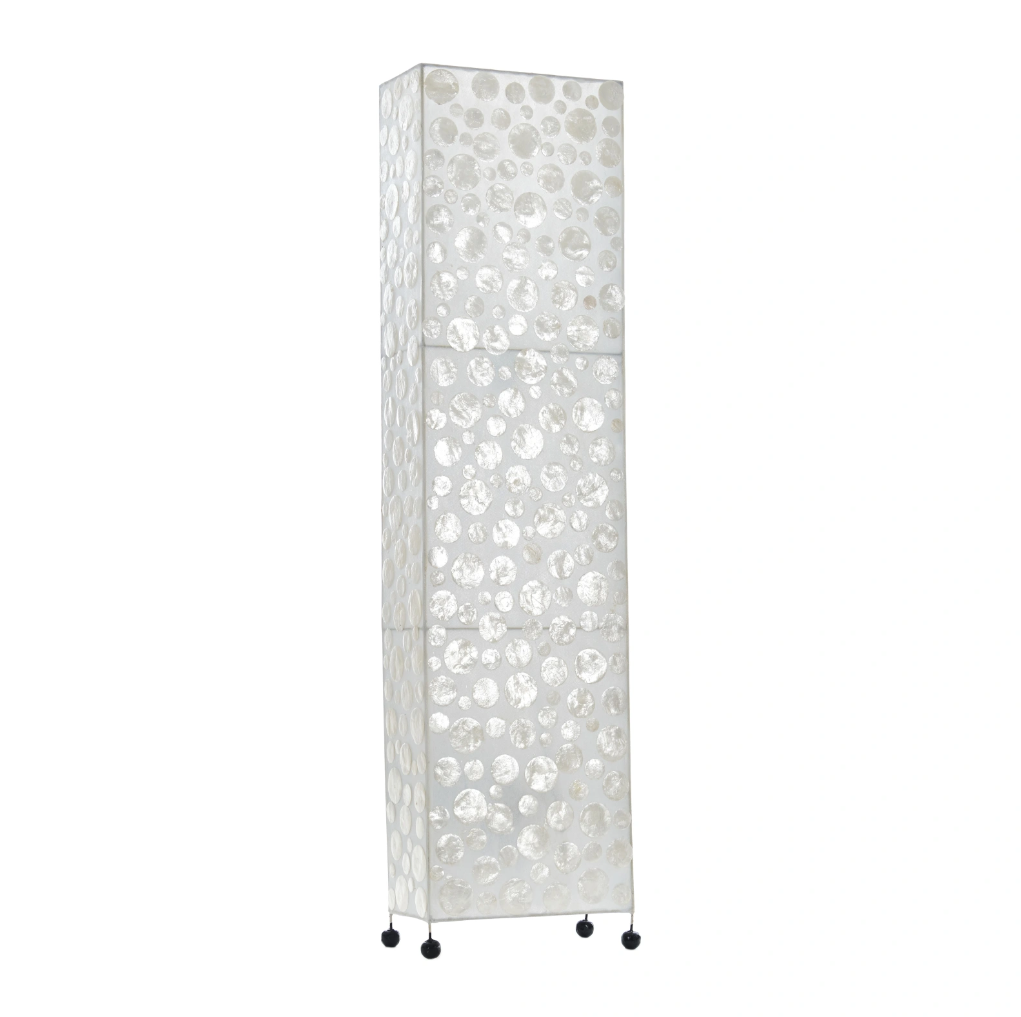 Лампион от седеф и текстил, бял, 2x40w, eli 35f wh