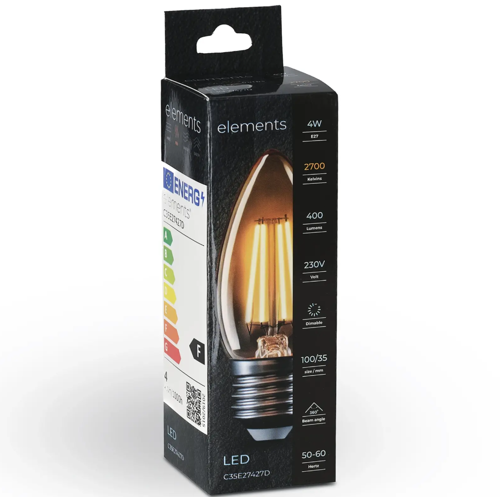 Димируема Led лампа 4W, E27, 400lm, 2700k, C35E27427D