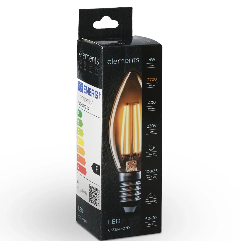 Димируема Led лампа 4W, E14, 400lm, 2700k, C35E14427D