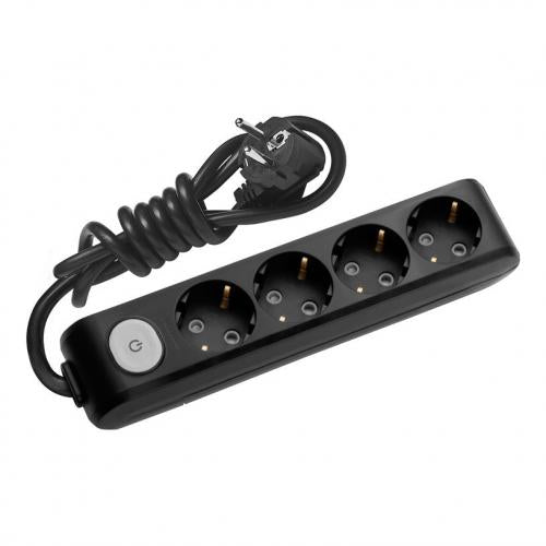 Разклонител Панасоник четворка с 5 м кабел+ключ , черен WLTA0445-2BL