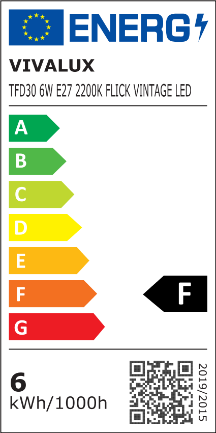 LED филамент лампa FLICK VINTAGE LED ∙ TFD30 ∙ 6W ∙ 530lm ∙ E27 ∙ 2200K / 004181