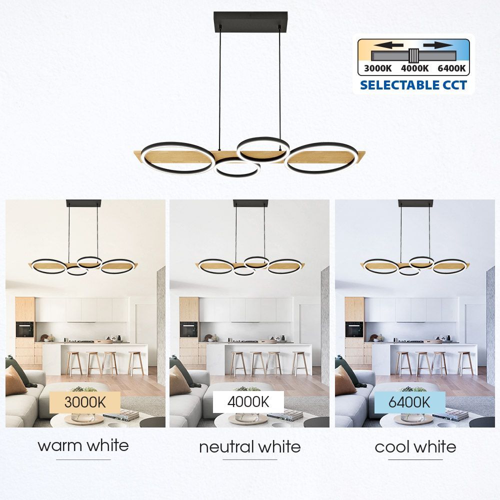 LED ПОЛИЛЕЙ MATTEO-P LED ∙ 38W ∙ ЧЕРНО+ДЪРВО ∙ CCT ∙ 3000-4000-6400K /005160