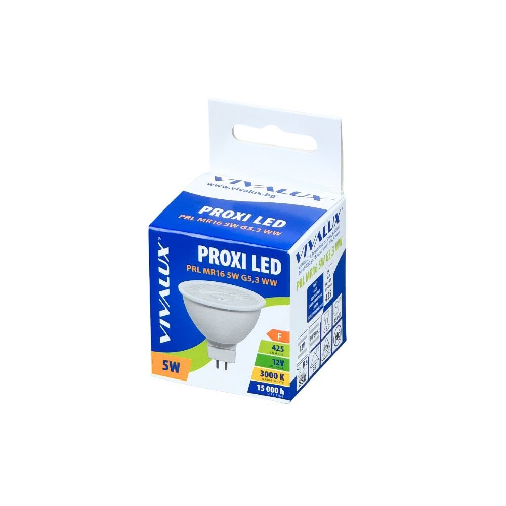 LED ЛАМПА PROXI LED ∙ MR16 ∙ 5W ∙ 425LM ∙ 12V ∙ G5.3 ∙ 3000K / 003581