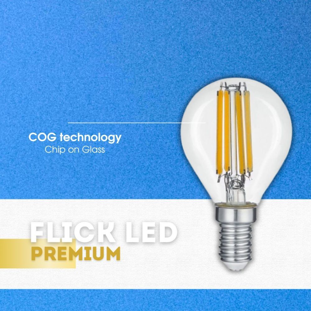 LED филамент лампа FLICK LED PREMIUM ∙ GF45 ∙ 7W ∙ 960lm ∙ E14 ∙ 4000K / 4970