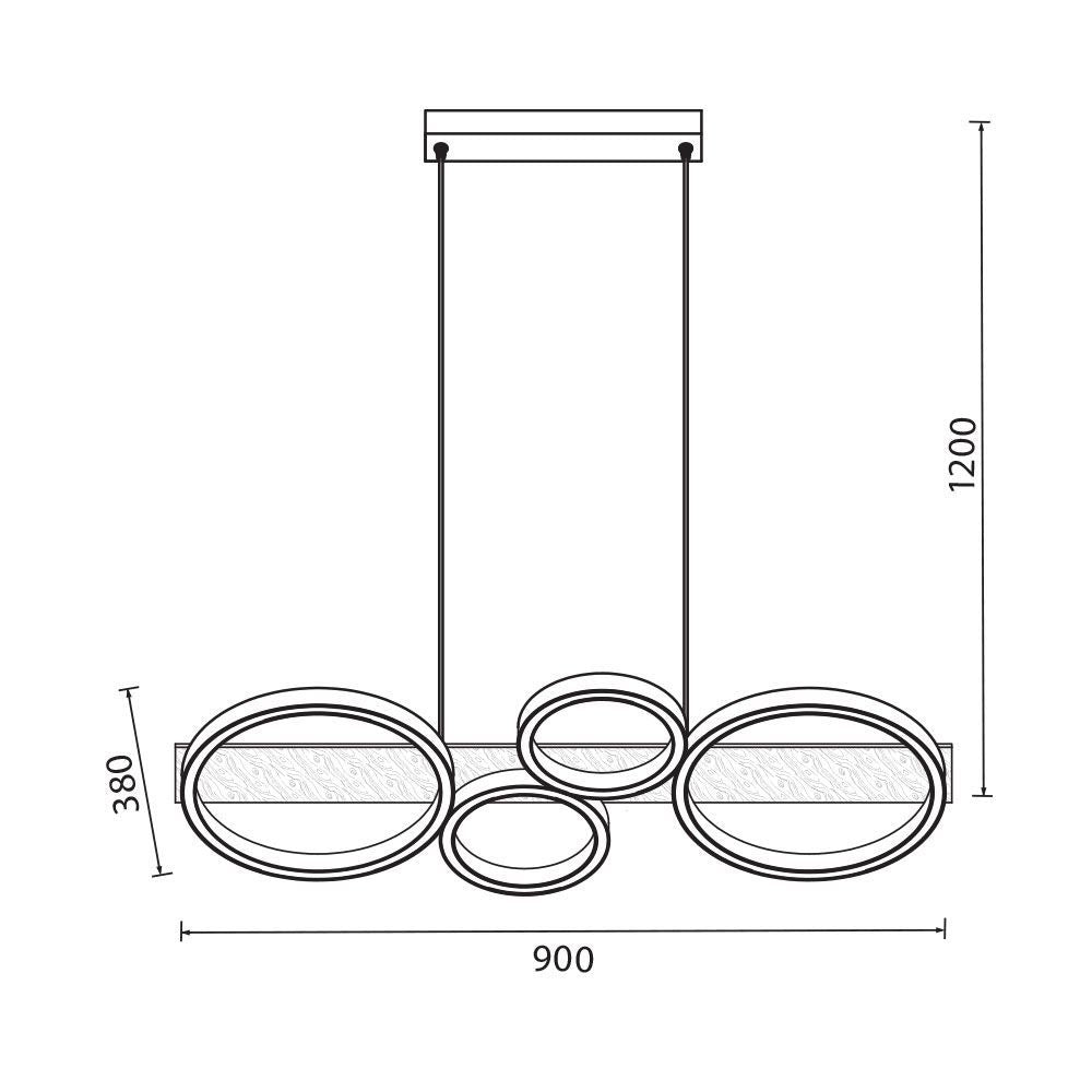 LED ПОЛИЛЕЙ MATTEO-P LED ∙ 38W ∙ ЧЕРНО+ДЪРВО ∙ CCT ∙ 3000-4000-6400K /005160