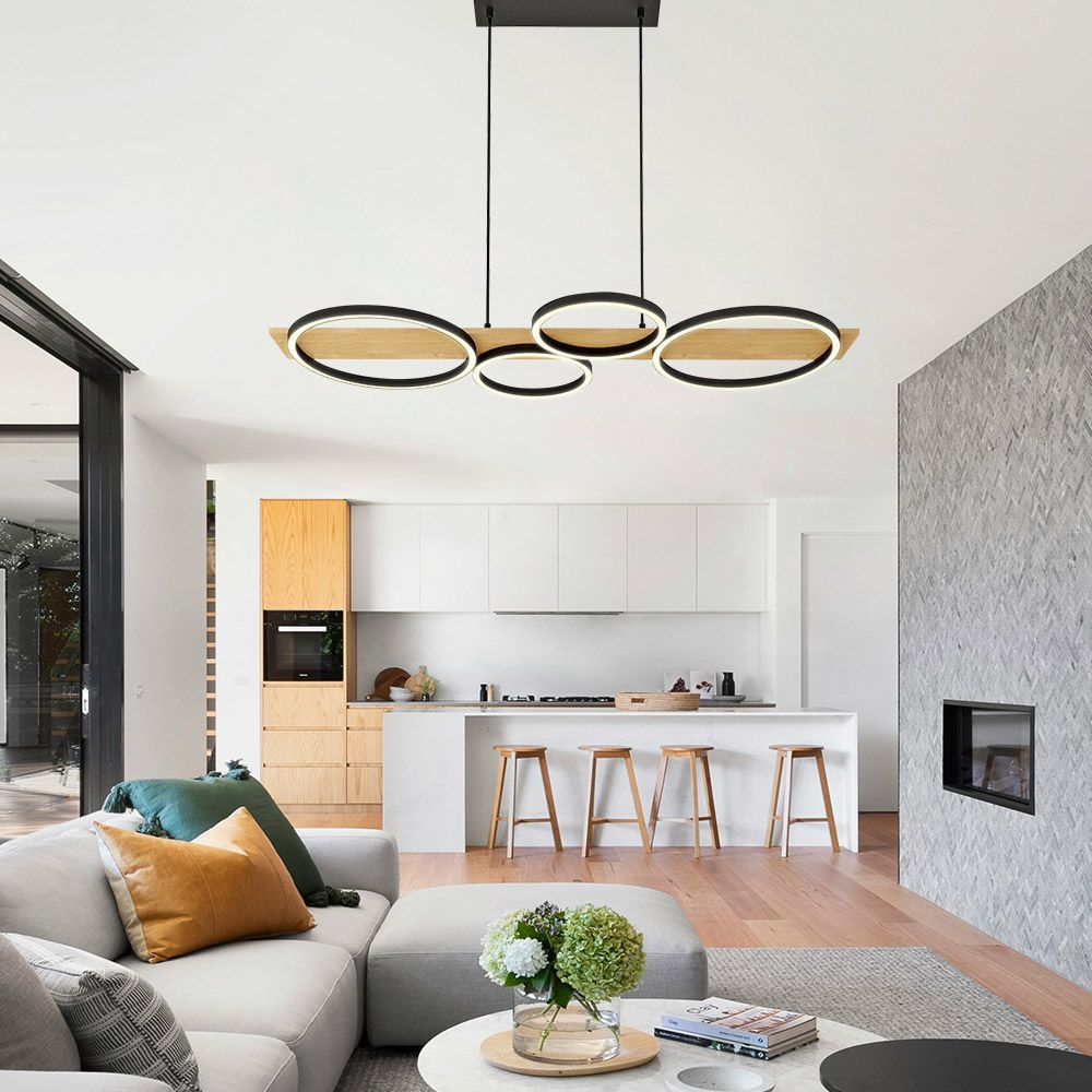 LED ПОЛИЛЕЙ MATTEO-P LED ∙ 38W ∙ ЧЕРНО+ДЪРВО ∙ CCT ∙ 3000-4000-6400K /005160