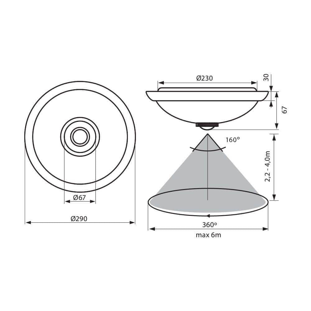 LED ПЛАФОНИЕРА СЪС СЕНЗОР ЗА ДВИЖЕНИЕ LEDA LED ∙ 12W ∙ SR36 / 003637