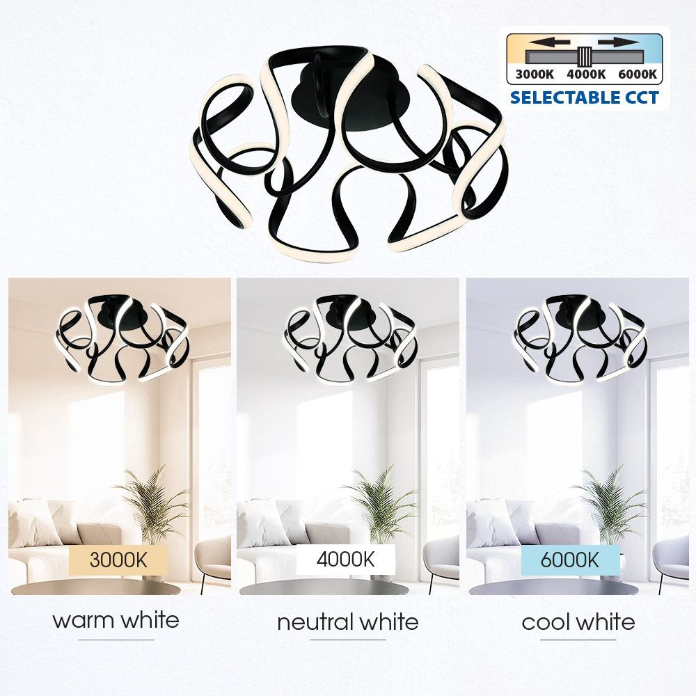 LED ПЛАФОН MEANDRA-C LED ∙ 54W ∙ ЧЕРЕН ∙ CCT-SWITCH ∙ 3000-4000-6000K / 005168