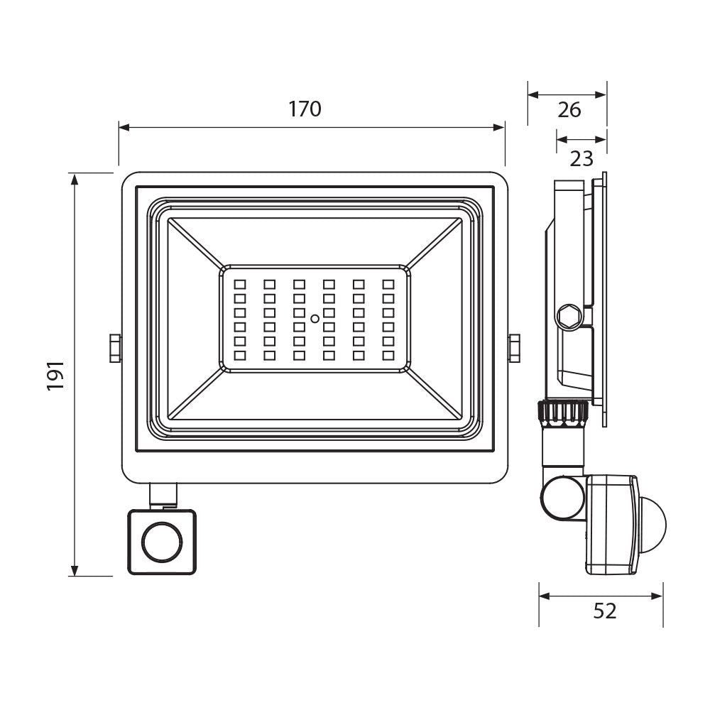 LED ПРОЖЕКТОР СЪС СЕНЗОР NYX LED ∙ 50W ∙ ЧЕРЕН ∙ 6400K ∙ IP44 / 003976